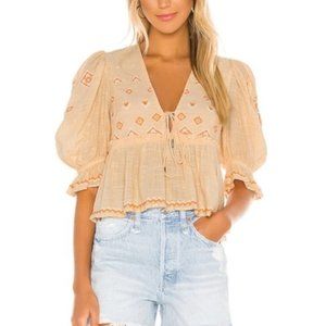 Free People Tallulah Embroidered Blouse. XL
